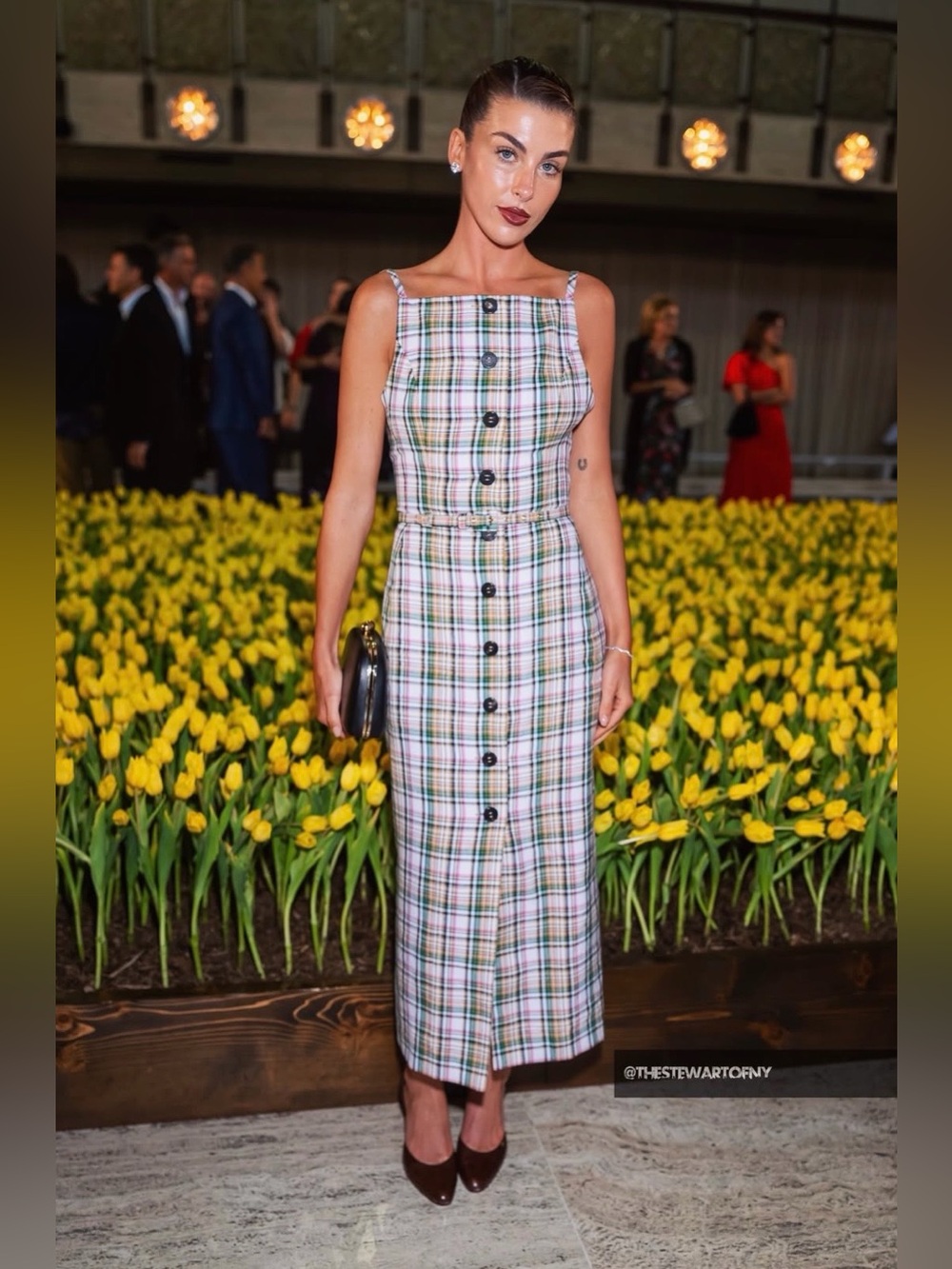 CAROLINA HERRERA CHECKED WOBEN MIDI DRESS NWT